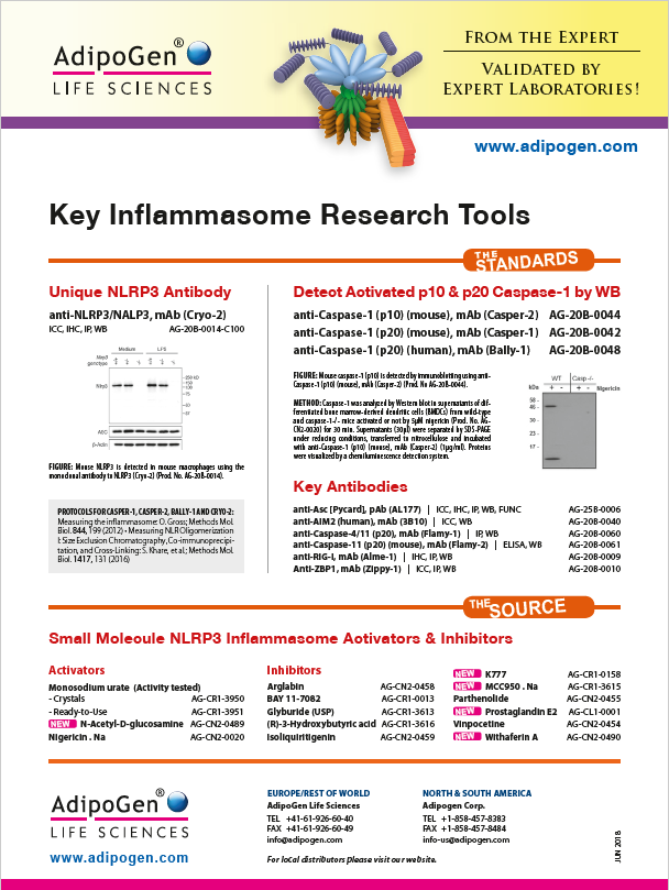 Key Inflammasome Research Tool Flyer 2018